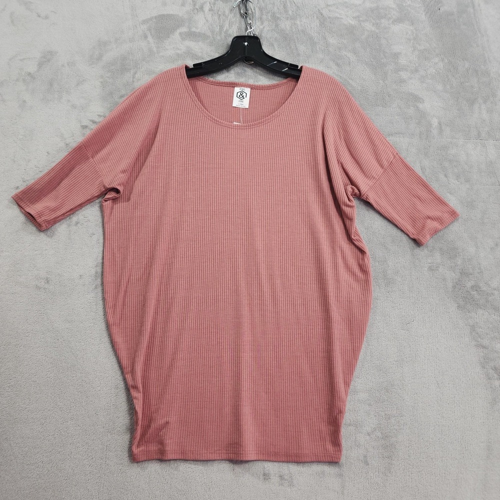 NEW Agnes & Dora Top Womens XS Pink Dolman‎ Tunic Scoop Neck Ribbed Stretch